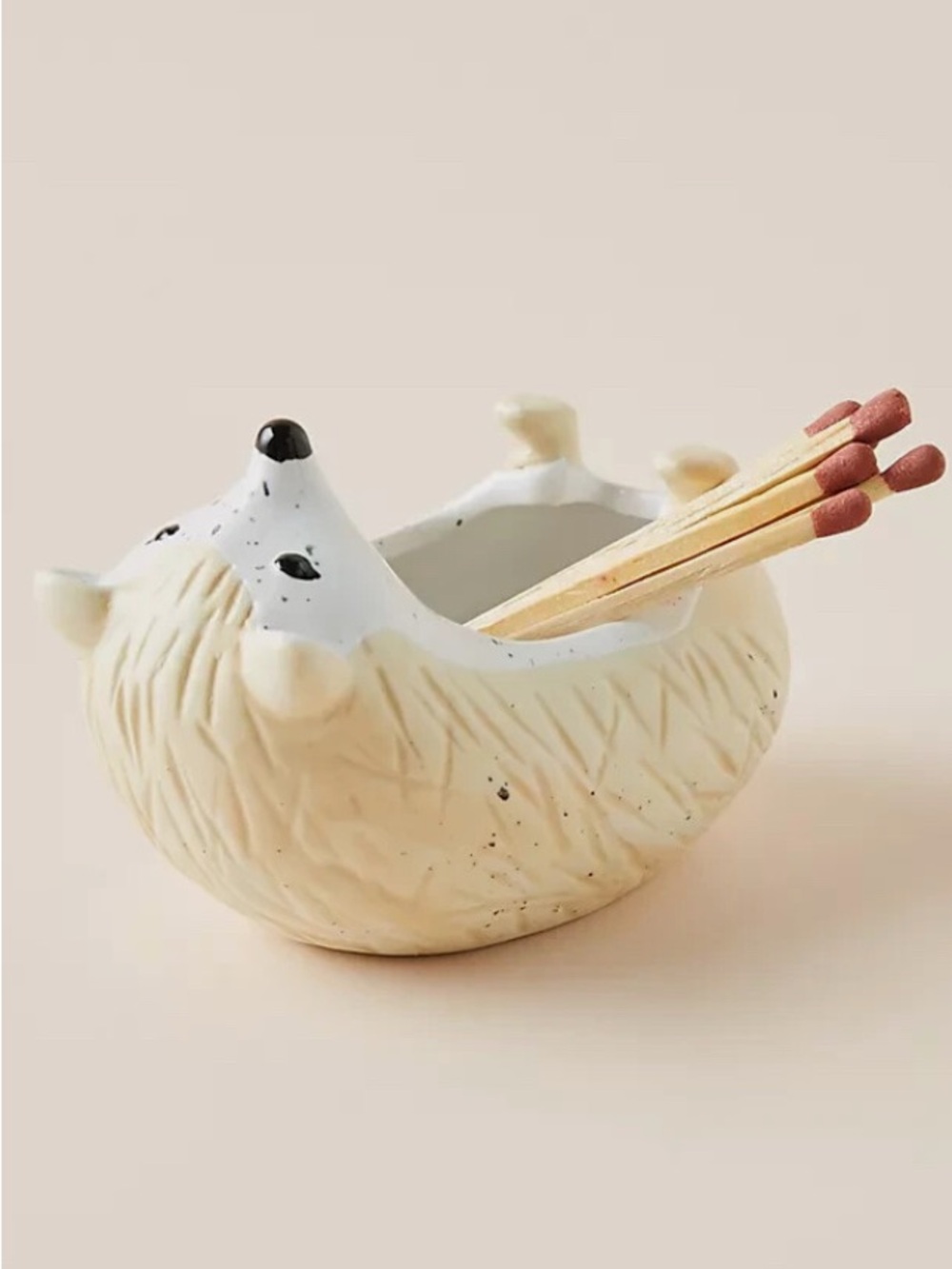 Anthropologie NEW Hedgehog Ceramic Match Holder Striker w/ Matches
